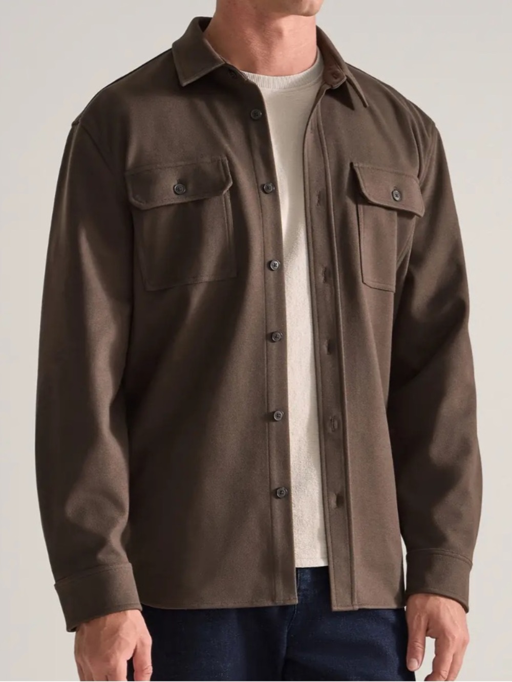 UpWest Men's Flannel Long Sleeve Button-Up Shirt Jacket Pockets Brown Medium